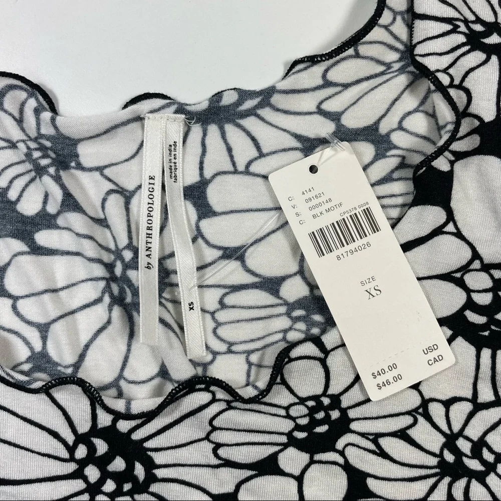 NWT Anthropologie black floral motifs crop tank size XS - Picture 2 of 6